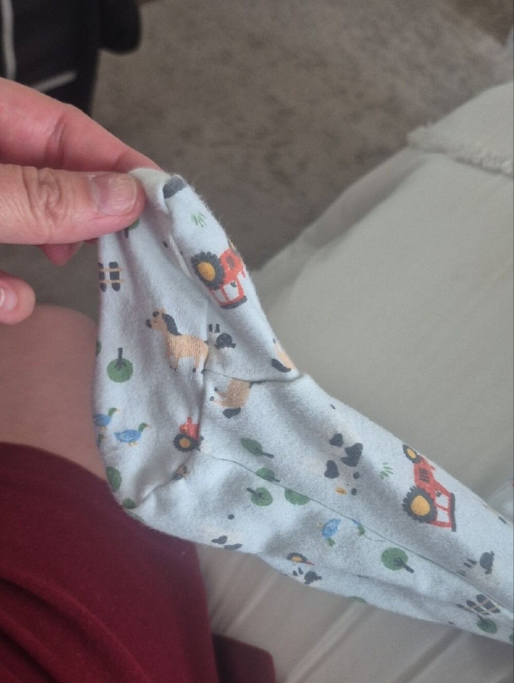 Light Blue Farm-Print Footed One-Piece Pajamas - Picture 4 of 4